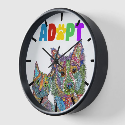 犬と猫の養子縁組と救助 壁時計 (傾斜)