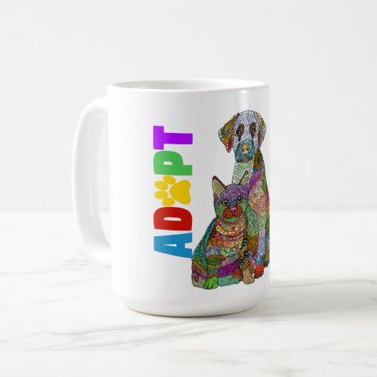 犬と猫は買い物をしないレスキューのマグカップ コーヒーマグカップ (正面左)