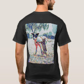 犬と猫アートデザインティー Tシャツ (裏面)
