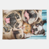 犬と猫グループの写真 キッチンタオル (横)