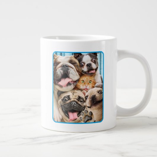 犬と猫グループの写真 ジャンボコーヒーマグカップ (右)