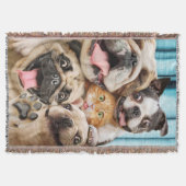 犬と猫グループの写真 スローブランケット (正面)