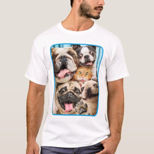 犬と猫グループの写真 Tシャツ (正面)