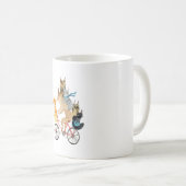 犬と猫サイクリング コーヒーマグカップ (正面右)