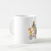 犬と猫サイクリング コーヒーマグカップ (正面左)