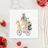 犬と猫サイクリング スタンダードランチョンナプキン (インサイチュ)
