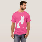 犬と猫シルエット犬の恋人猫好き犬の所有 Tシャツ (正面フル)