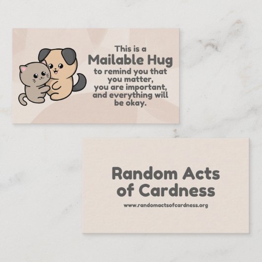 犬と猫ハグメール可能ハグインサートカード コーリングカード (正面/裏面)