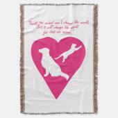 犬と猫ハート スローブランケット (正面縦)