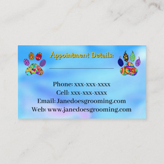 犬と猫ペットグルーミング名刺 名刺 (裏面)