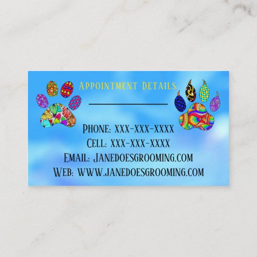 犬と猫ペットグルーミング名刺 名刺 (裏面)