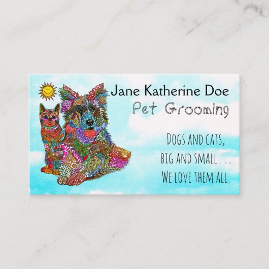 犬と猫ペットグルーミング名刺 名刺 (正面)