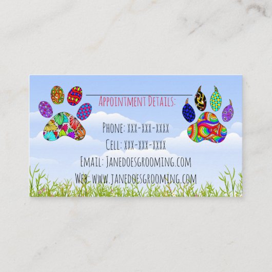 犬と猫ペットグルーミング名刺 名刺 (裏面)