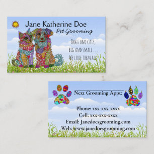 犬と猫ペットグルーミング名刺 名刺