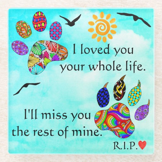 犬と猫ペット悔やみや弔慰メモリアルガラスコースター ガラスコースター (正面)