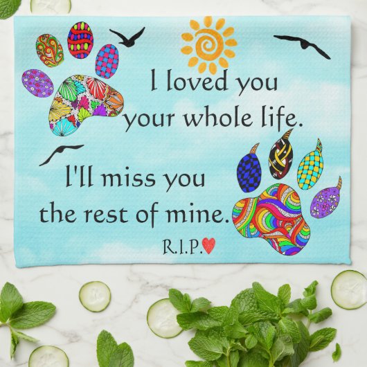 犬と猫ペット悔やみや弔慰記念キッチンタオル キッチンタオル (折り畳み)