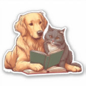 犬と猫読は本だ シール (正面)