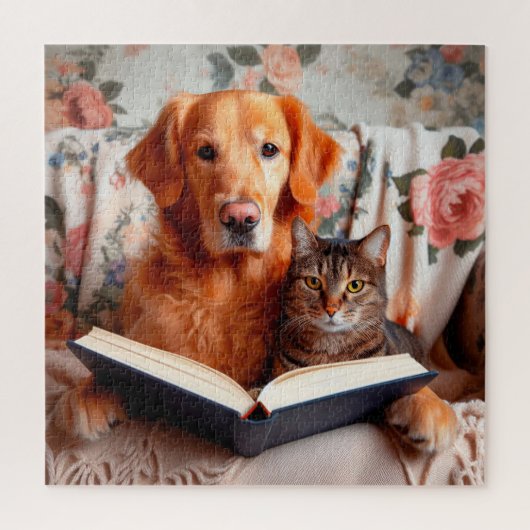 犬と猫読は本だ ジグソーパズル (縦)
