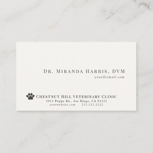 犬と猫顔獣医クリニック 名刺 (裏面)