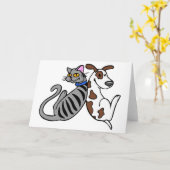 犬と猫 カード (黄色い花)