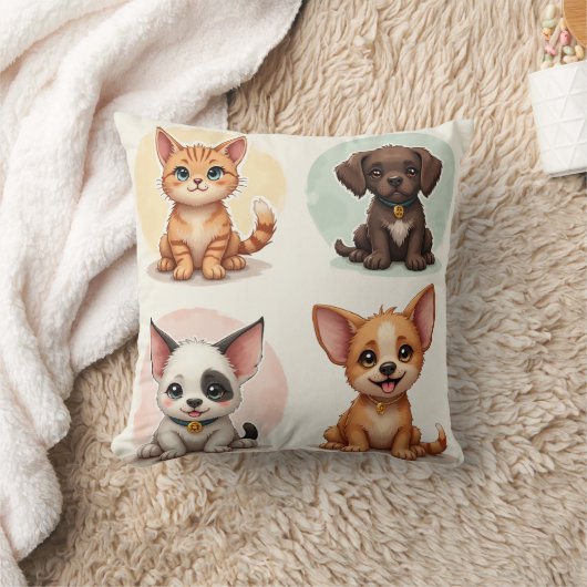 犬と猫 クッション (ブランケット)