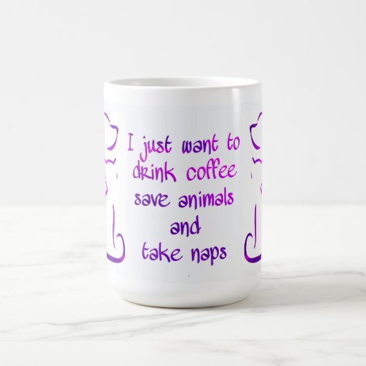 犬と猫 – コーヒーを飲む救、動物、昼寝を取る コーヒーマグカップ (中央)