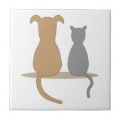 犬と猫 タイル (正面)