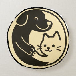 犬と猫 ラウンドクッション