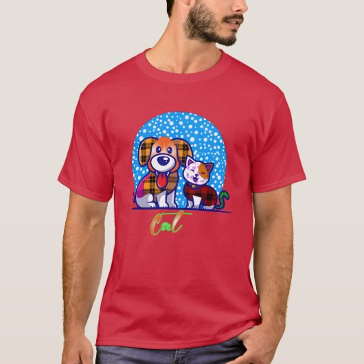 犬と猫 友達 ずっと 少年 Tシャツ (正面)