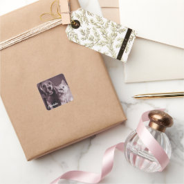 犬と猫,見上げパーソナライズされた スクエアシール