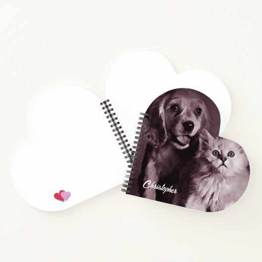 犬と猫，見上げパーソナライズされた ノートブック (内部)