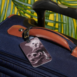 犬と猫,見上げパーソナライズされた ラゲッジタグ