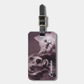 犬と猫，見上げパーソナライズされた ラゲッジタグ (正面縦)