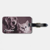 犬と猫，見上げパーソナライズされた ラゲッジタグ (裏面横)