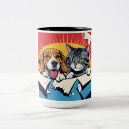犬と猫 | 2人の友人 ツートーンマグカップ