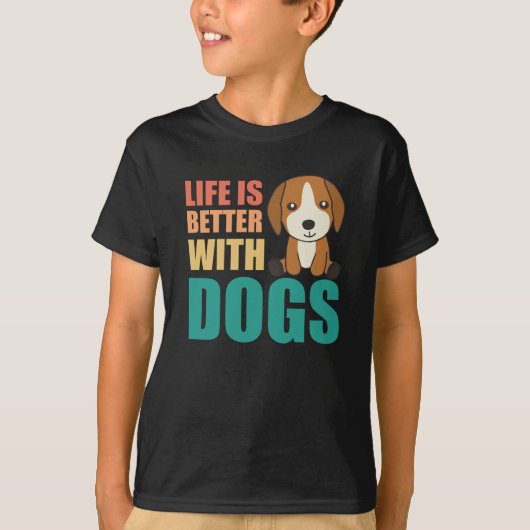 犬と生活が良い可愛いビーグル犬ブラウン Tシャツ (正面)