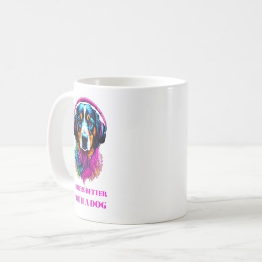犬と生活が良い – おもしろい犬 コーヒーマグカップ (正面左)