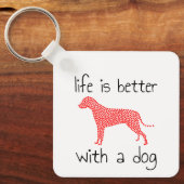 犬と生活が良い – 愛犬家 キーホルダー (正面)