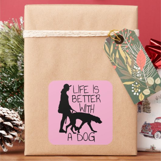 犬と生活が良い – 愛犬家 スクエアシール (クリスマス)