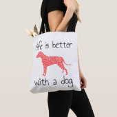 犬と生活が良い – 愛犬家 トートバッグ (クローズアップ)