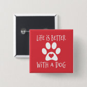 犬と生活が良い – 愛犬家 缶バッジ (正面&裏面)