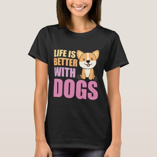 犬と生活が良いSweet Corgi Dog Pink 107 Tシャツ (正面)