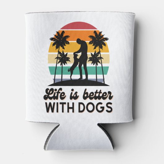 犬と生活はレトロサンセットマンと犬の方が良い 缶クーラー (正面)