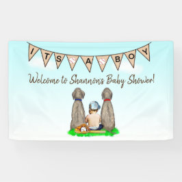 犬と男の赤ちゃん野球ベビーシャワー 横断幕