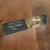 犬と白い馬/ CADUCEUS獣医学のシンボル デスクネームプレート (側面)