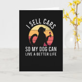 犬と自動車販売のための自動車販売員ギフト カード (黄色い花)