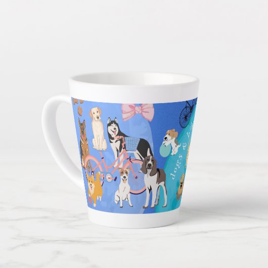 犬と自転車でよくはしゃぐ自転車を操る カフェラテマグ (左アングル)