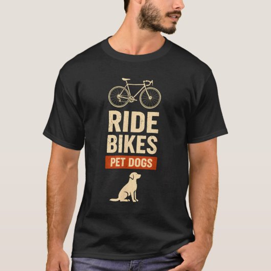 犬と自転車 犬好き サイクリング Tシャツ (正面)