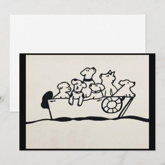 「犬と船」招待状 by Willowcatdesigns 招待状 (正面/裏面)