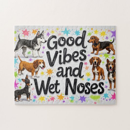 犬と良いバイブとウェットノーズのドードルよくはしゃぐズ ジグソーパズル (横)